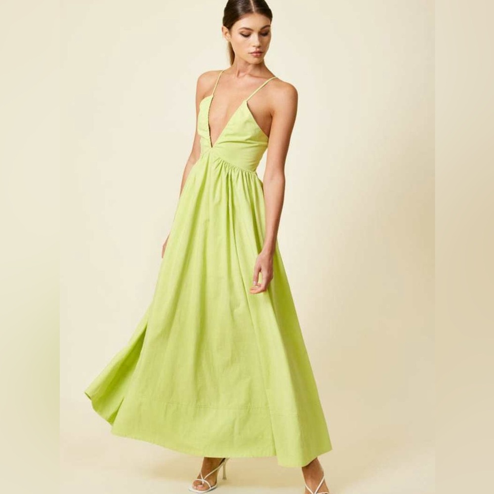 Line and Dot Hollis Lime Green Yellow Maxi Dress